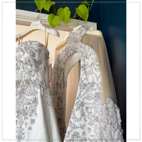 $30,500 Saiid Kobeisy Crystal Beaded Double Satin Runway Bridal Gown and Cape - Picture 7 of 16